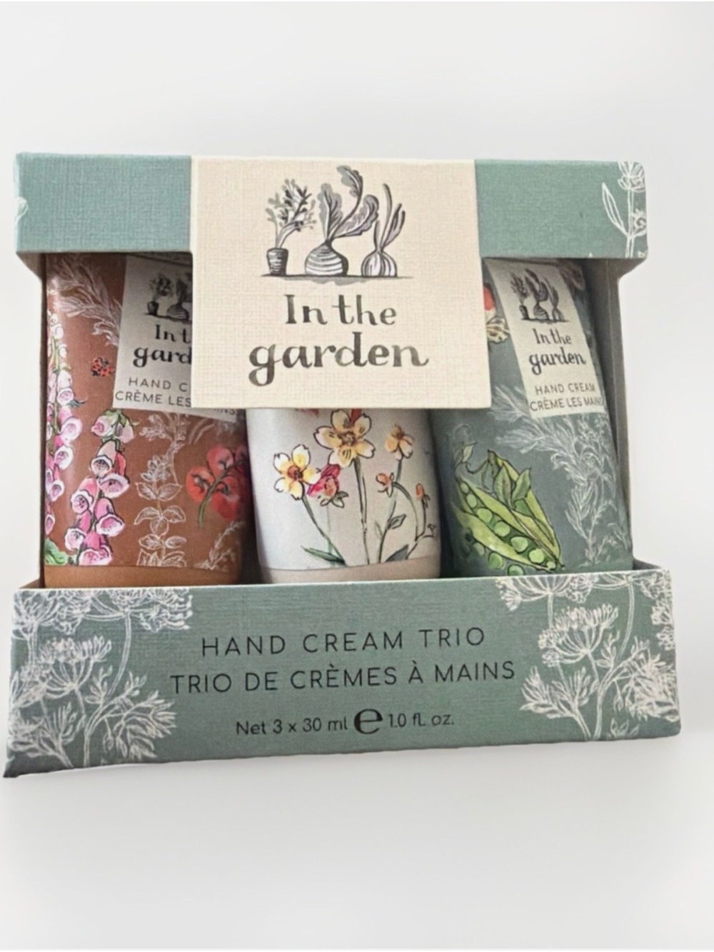 Heathcote & Ivory IN THE GARDEN Hand Cream Trio - Green box